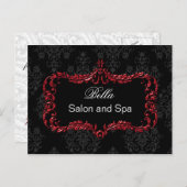 レッドダマスク金ゴールドサンキュー名刺 ポストカード (正面/裏面)