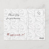 レッドダマスク金ゴールドサンキュー名刺 ポストカード (裏面)