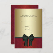 レッドダマスク金ゴールドブラックタイ企業のパーティーRSVP 出欠カード (正面/裏面)