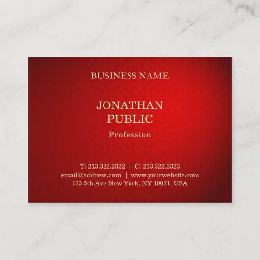 レッドダマスク金ゴールド文字エレガントプロフェッショナルテンプレート 名刺 (裏面)