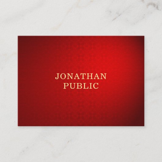 レッドダマスク金ゴールド文字エレガントプロフェッショナルテンプレート 名刺 (正面)