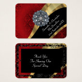 レッドダマスク金ゴールド結婚式の引き出物感謝していユーラベル (正面&裏面)