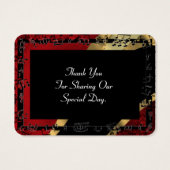 レッドダマスク金ゴールド結婚式の引き出物感謝していユーラベル (裏面)