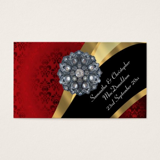 レッドダマスク金ゴールド結婚式の引き出物感謝していユーラベル (正面)