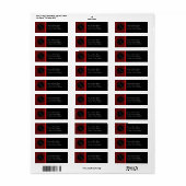 レッドダマスク&レッドボウ – 差出人住所ラベル ラベル (フルシート)