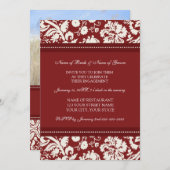 レッドダマスコフォト婚約パーティ招待状 招待状 (正面/裏面)