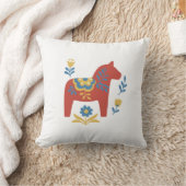 レッドダラホーススウェーデンフォークアート クッション (ブランケット)