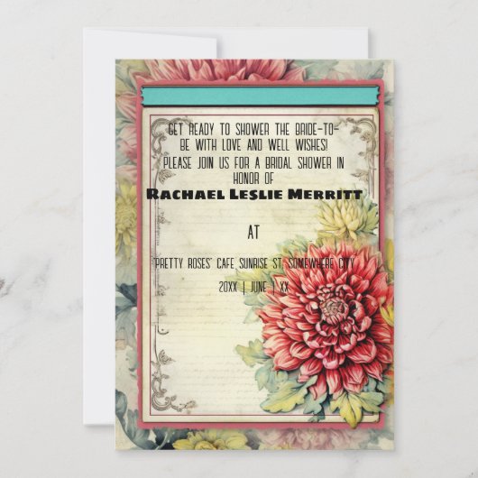 レッドダリアエフエマラブライダルシャワー 招待状 (正面)