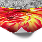 レッドダリアフラワーフレーム自分の写真を作成 ポスター (角)