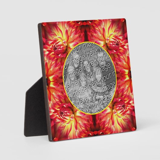 レッドダリアフラワー自分の写真を作成 フォトプラーク (正面)