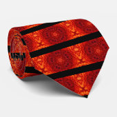 レッドダリア花抽象芸術フローラ、黒ストライプ色 ネクタイ (ロール)