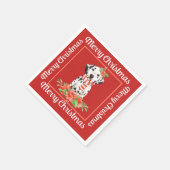 レッドダルマティアンメリークリスマス スタンダードカクテルナプキン (角)