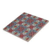 レッドダークティール（緑がかった色）ブルーマスタードイエローエスニック タイル (側面)