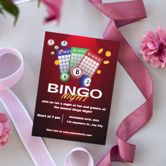 レッドダークビンゴナイトパーティの招待状 招待状