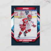 レッドダークブルーのアイスホッケークールトレーディングカード 名刺 (正面)