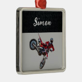 レッドダートバイクスポーツボーイ メタルオーナメント (右)