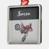 レッドダートバイクスポーツボーイ メタルオーナメント (左)