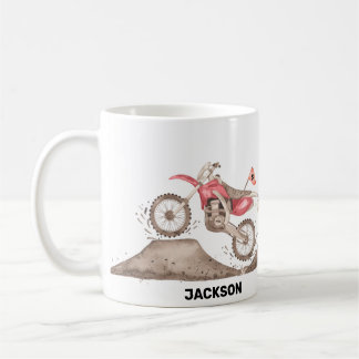 レッドダートバイクテーマ名前をカスタムするマグ コーヒーマグカップ