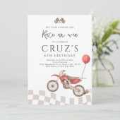 レッドダートバイクボーイモトクロスレーシングバースデーパーティー 招待状 (スタンド正面)