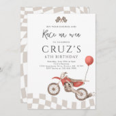 レッドダートバイクボーイモトクロスレーシングバースデーパーティー 招待状 (正面/裏面)