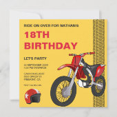 レッドダートバイクモトクロス誕生日パーティー 招待状 (正面)