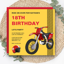レッドダートバイクモトクロス誕生日パーティー 招待状