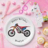 レッドダートバイク ペーパープレート (パーティー)