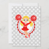 レッドチアリーダー – ブロンドガールズ応援誕生日 招待状 (裏面)