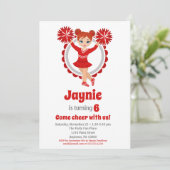 レッドチアリーダー – レッドヘッドガールズ応援誕生日 招待状 (スタンド正面)