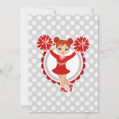 レッドチアリーダー – レッドヘッドガールズ応援誕生日 招待状 (裏面)