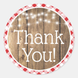 レッドチェックジンガム素朴ウッドライトサンキュー ラウンドシール
