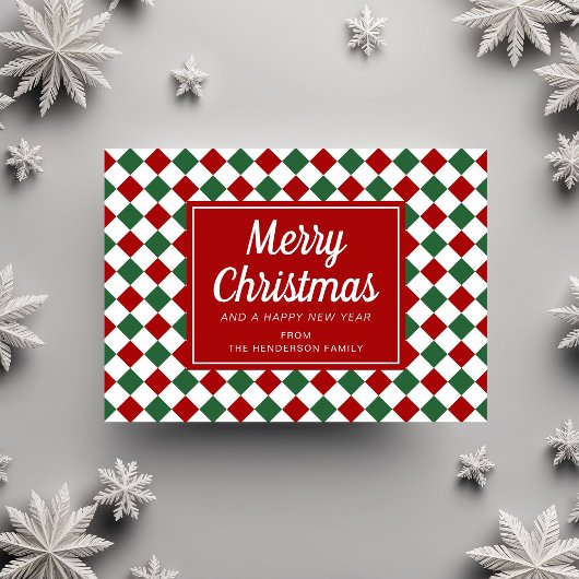 レッドチェックパターンのクリスマススクリプトの写真 シーズンカード