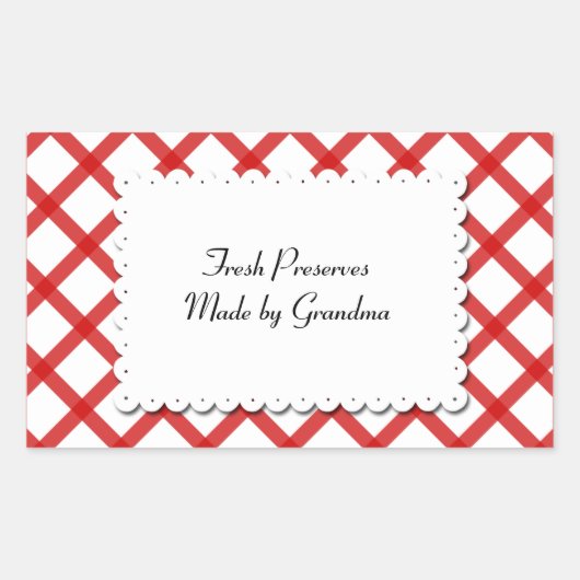 レッドチェックホワイトドイリカスタムーのステッカー 長方形シール (正面)