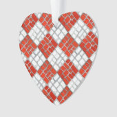 レッドチェックモザイクアクリルハートオーナメント オーナメント (正面)