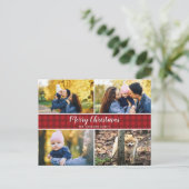 レッドチェック4フォトポストカードホリデーカード ポストカード (スタンド正面)