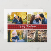 レッドチェック4フォトポストカードホリデーカード ポストカード (正面/裏面)