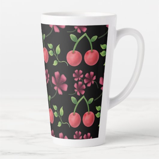 レッドチェリーの花柄 カフェラテマグ (右)