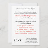 レッドチキンヘンパーティーガールズナイトバチェロレッテ 招待状 (裏面)