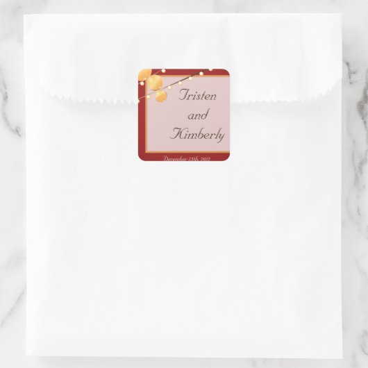 レッドチャイニーズ紙提灯にステッカーを付ける スクエアシール (バッグ)