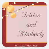 レッドチャイニーズ紙提灯にステッカーを付ける スクエアシール (正面)