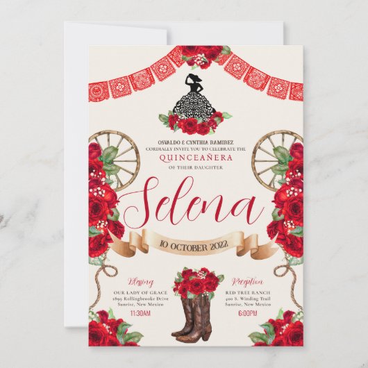 レッドチャロキンセアニェラパペルピカドウェスタンバラ 招待状 (正面)