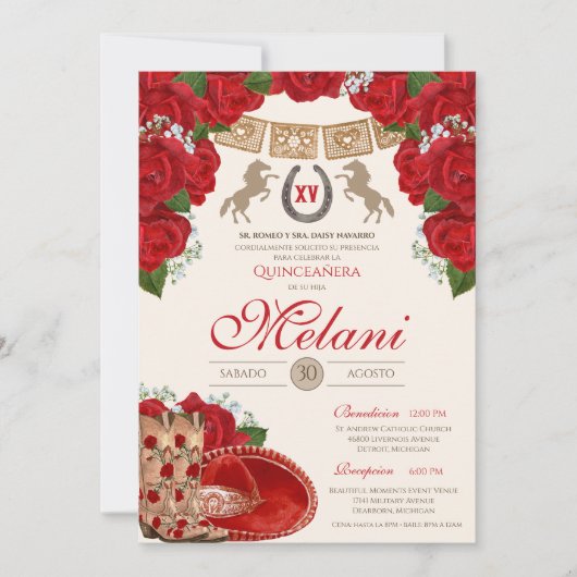 レッドチャロマリアチキンセアニェラフィエスタ 招待状 (正面)