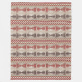 レッドチューペベージュダークブラウンの部族芸術パターン フリースブランケット (正面)