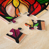 レッドチューリップとカラフルフローラモチーフ ジグソーパズル (側面)