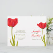 レッドチューリップの水彩画の大規模な結婚式プログラム (スタンド正面)