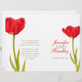レッドチューリップの水彩画の大規模な結婚式プログラム (正面/裏面)