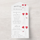 レッドチューリップウォーター春の結婚式 エレガント オールインワン招待状 (内側)