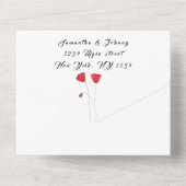 レッドチューリップウォーター春の結婚式 エレガント オールインワン招待状 (裏面)