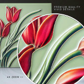 レッドチューリップウォールデコールアールヌーボーアールデコ タイル