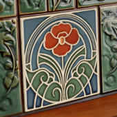 レッドチューリップウォールデコールアールヌーボーアールデコ タイル